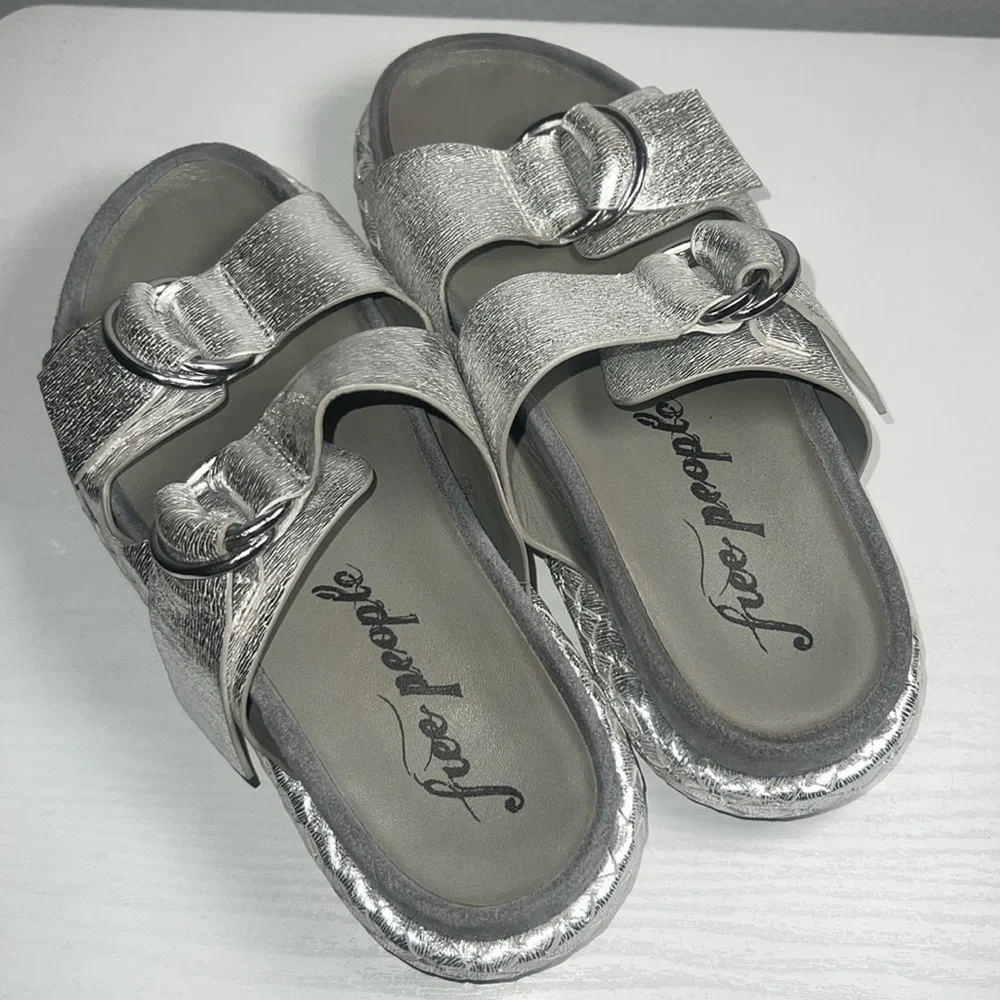 FREE PEOPLE Silver Panama Leather Platform Sandal Sz. 36 - Picture 5 of 10